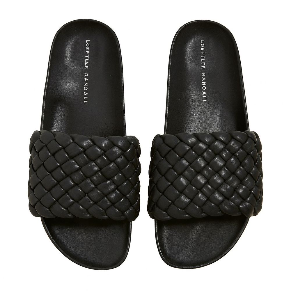 Loeffler Randall Black Braided Slide Sandals